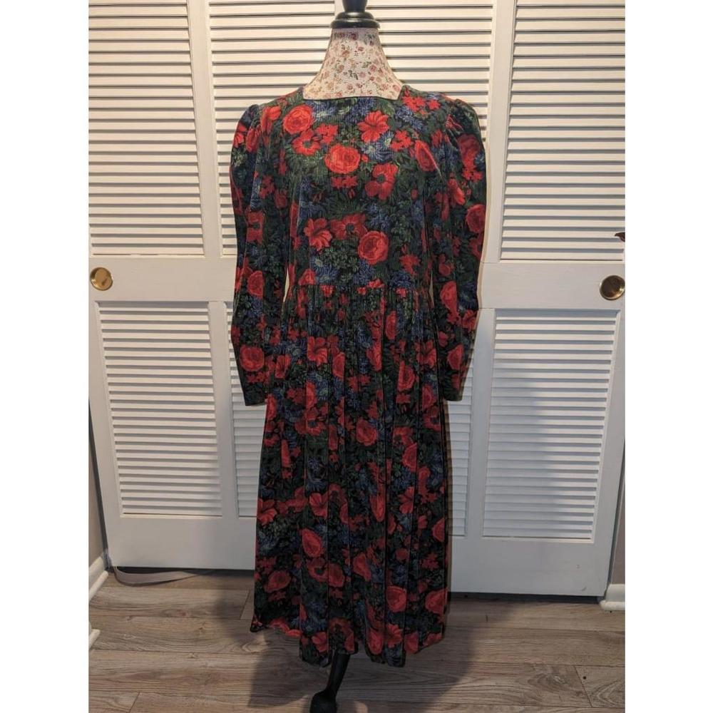 Vintage Laura Ashley floral corduroy dress